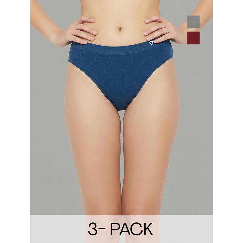 C9 Airwear Multi-Color Solid Polyamide Regular Briefs (Pack of 3) (L)