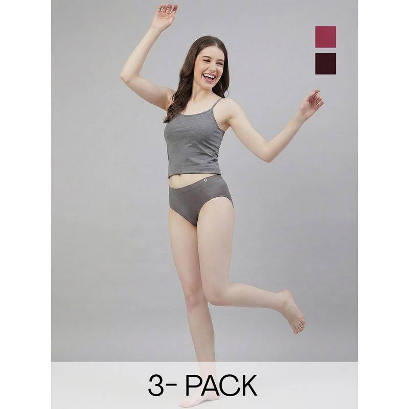 C9 Airwear Multi-Color Solid Polyamide Regular Briefs (Pack of 3) (L)