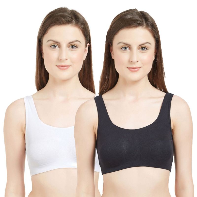 SOIE Women's Non-padded Non-wired Beginners Bra - Pack of 2 - Multi-Color (S)