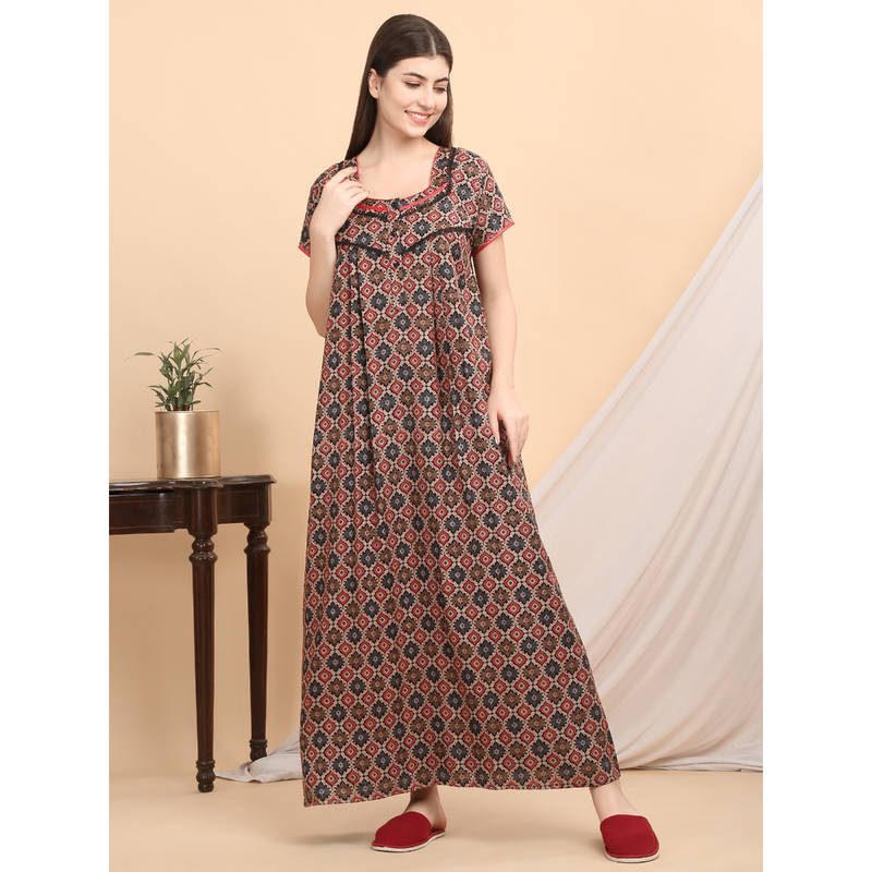 Sweet Dreams Women Multi-Color Printed Nightdress (M)