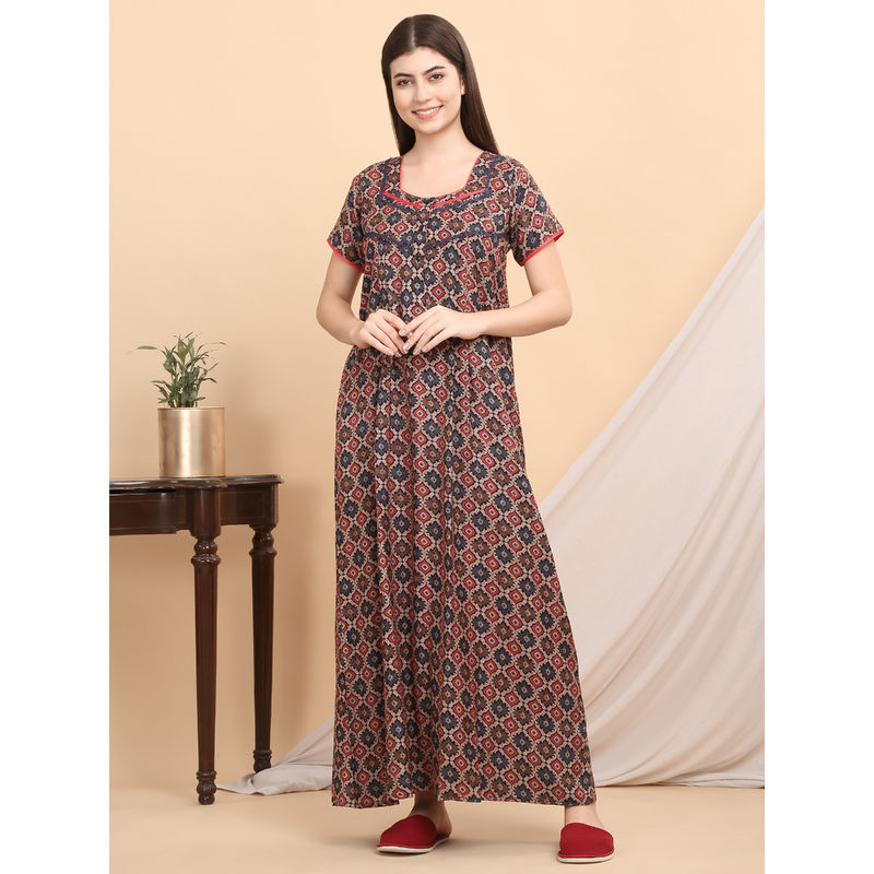 Sweet Dreams Women Multi-Color Printed Nightdress (XL)