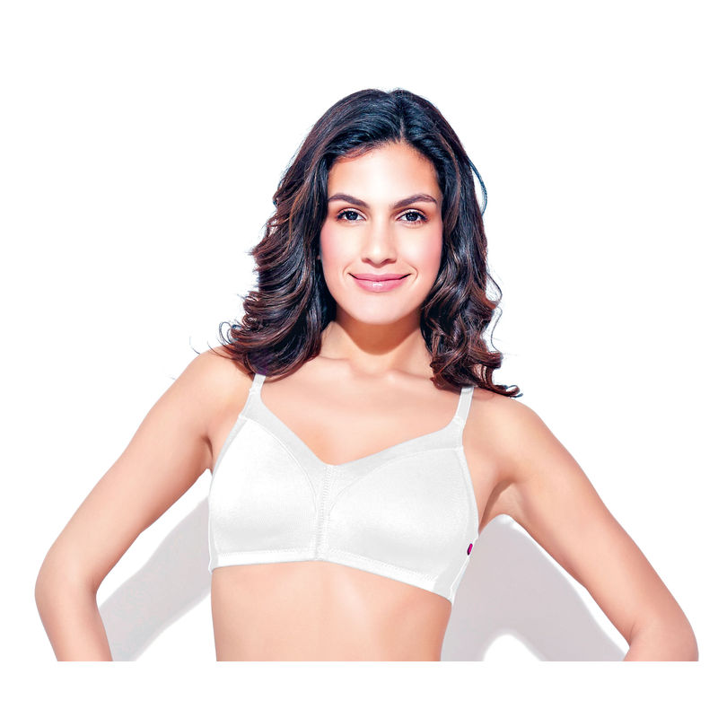 Enamor AB75 M-Frame Jiggle Control Full Support Supima Cotton Bra - Non-Padded Wirefree - White