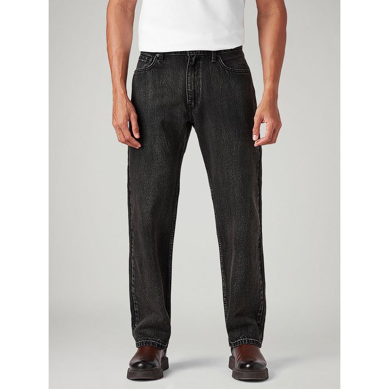 Levi's Men 568 Charcoal-Grey Loose Fit Mid Rise Tinted Jeans (32)