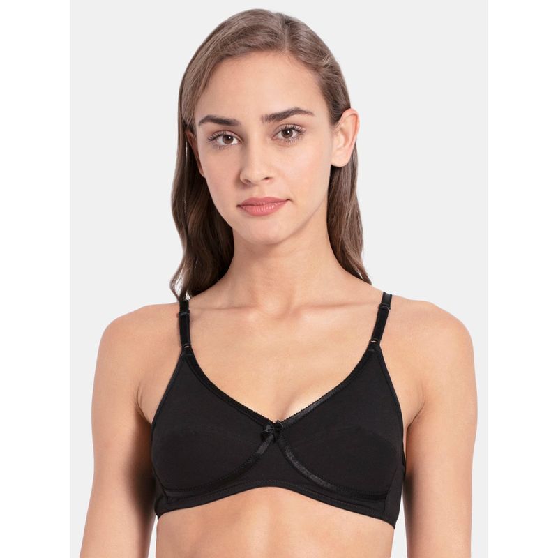 Jockey 1242 Wirefree Non Padded Super Combed Cotton Elastane Everyday Bra - Black (34B)