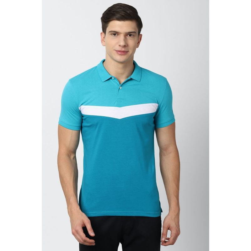 Peter England Men Blue Polo T Shirt (S)