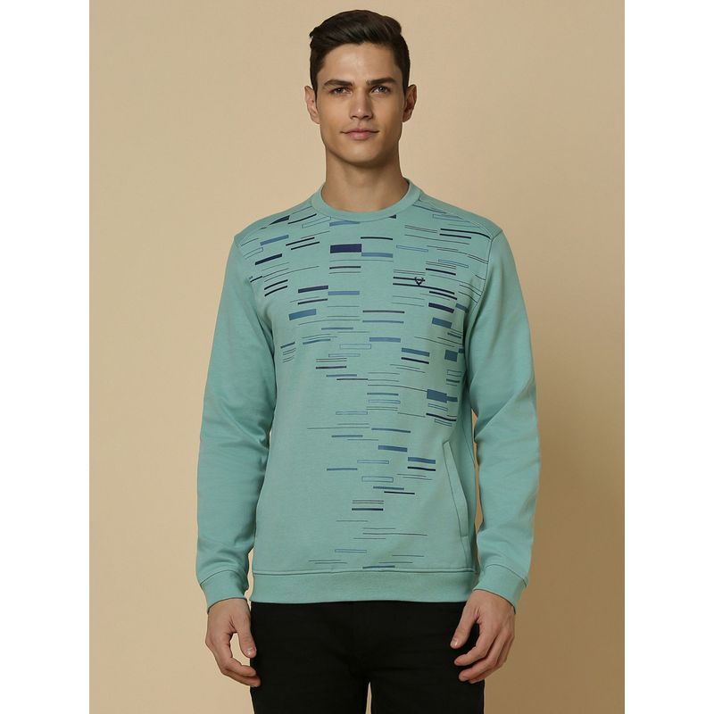 Allen Solly Men Green Crew Neck Full Sleeves Casual Sweatshirt (L)