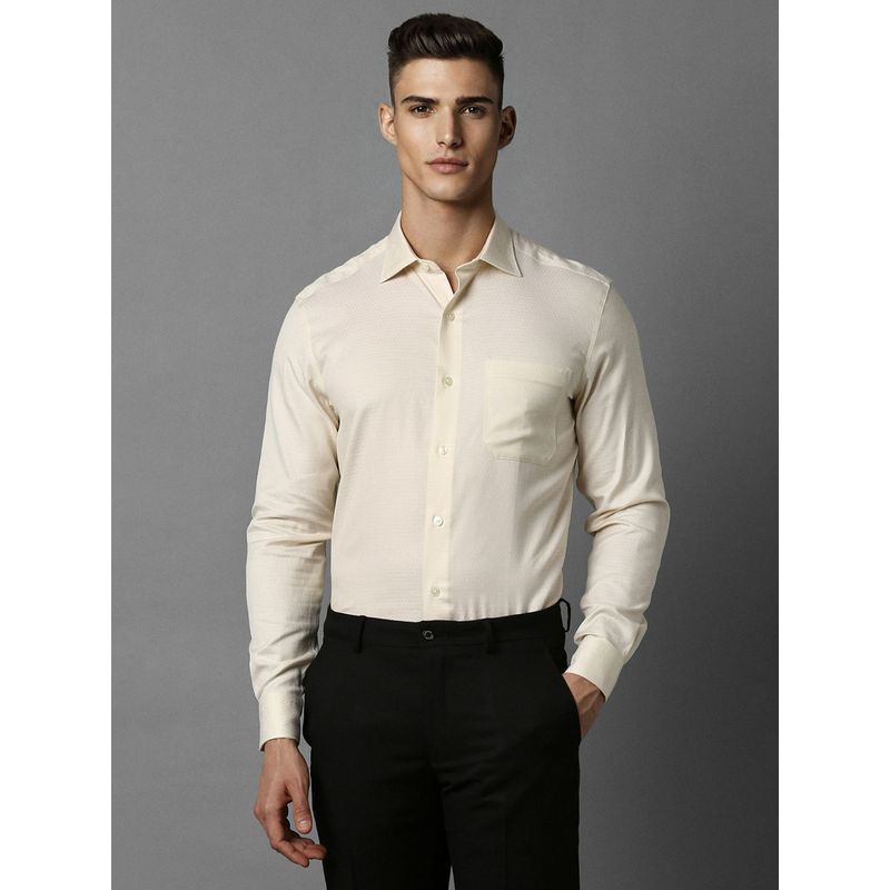 Louis Philippe Men Cream Classic Fit Textured Full Sleeves Formal Shirt (40)