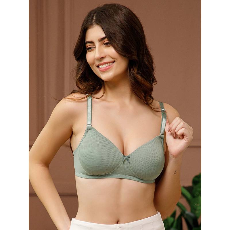 Clovia Padded Non-Wired Full Coverage Multiway T-Shirt Bra In Sage Green (34C)