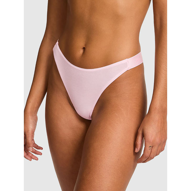 Victoria's Secret Pink Logo Cotton Shine High-Leg Bikini Panty (XS)