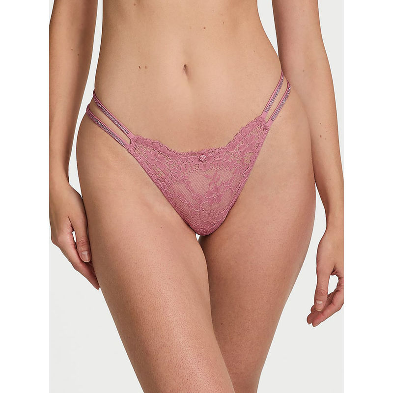 Victoria's Secret Pink Twinkle Strap Lace Brazilian Panty (XL)