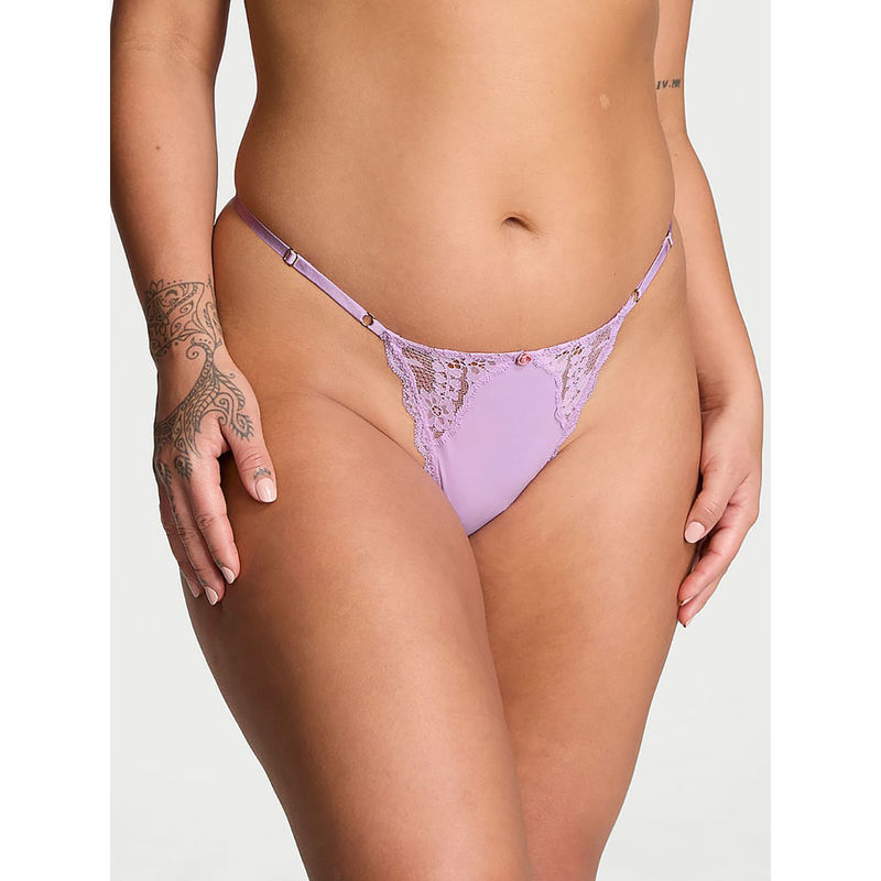 Victoria's Secret Purple Lace Adjustable V-String Panty (M)