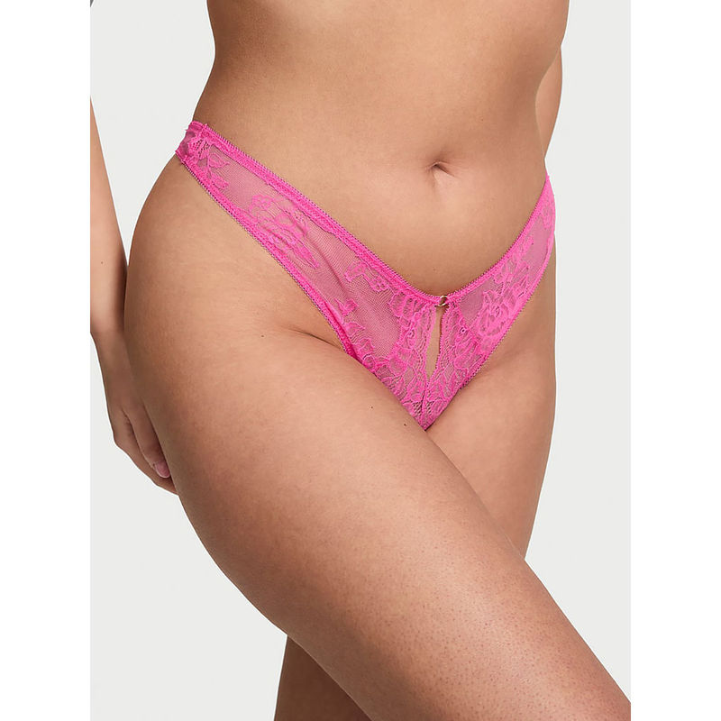 Victoria's Secret Pink Lace High-Leg Crotchless Panty (XL)