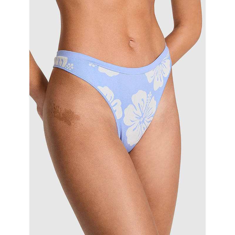 Victoria's Secret Blue Seamless High-Leg Thong Panty (XS)
