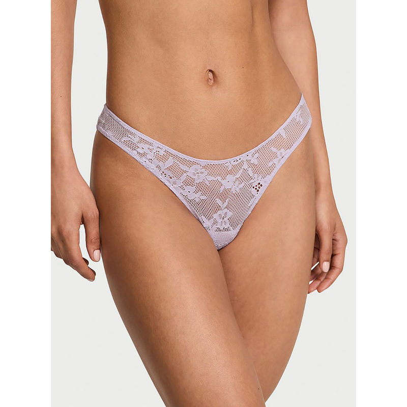 Victoria's Secret Purple Twinkle Butterfly Lace Open-Back Brazilian Panty (M)