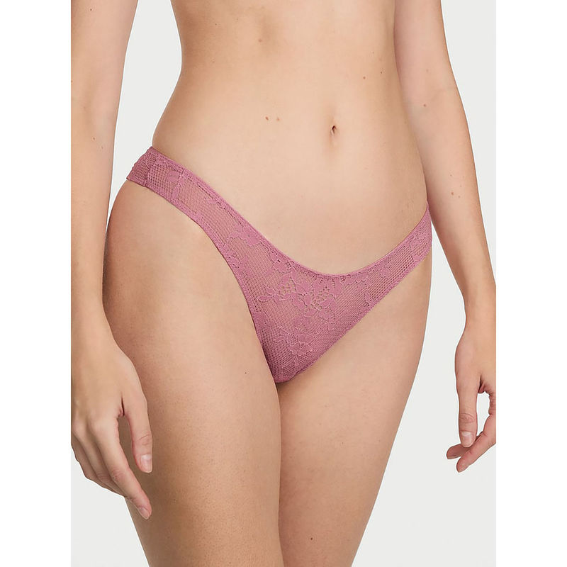 Victoria's Secret Pink Twinkle Butterfly Lace Open-Back Brazilian Panty (M)