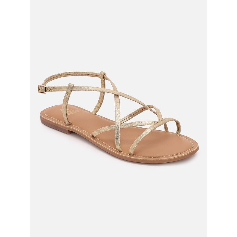 Tao Paris Women Gold Ankle Strap Sandals (EURO 36)