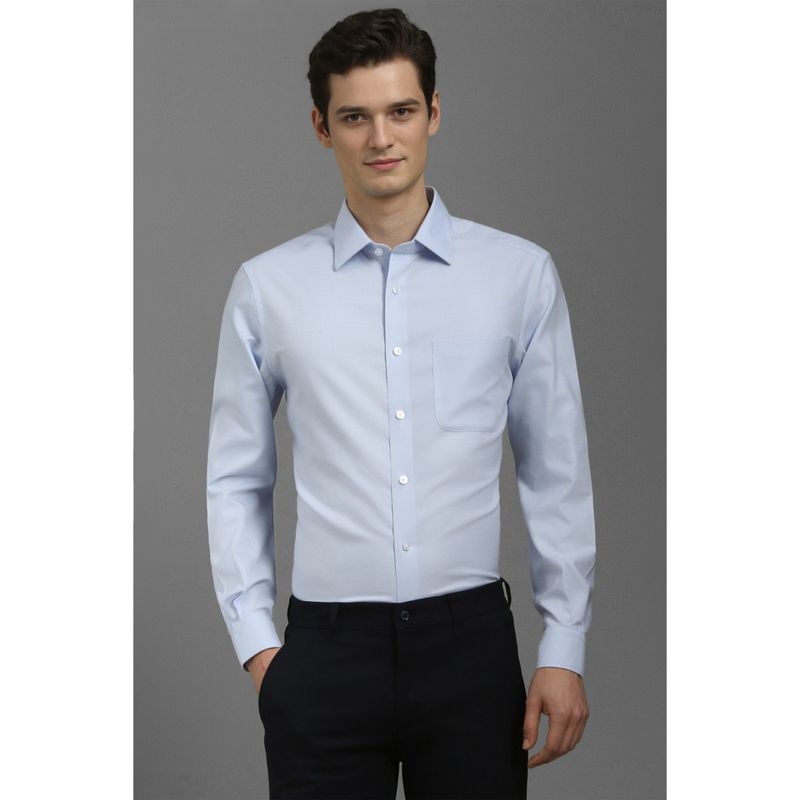 Louis Philippe Men Light Blue Regular Fit Self Design Formal Shirt (42)