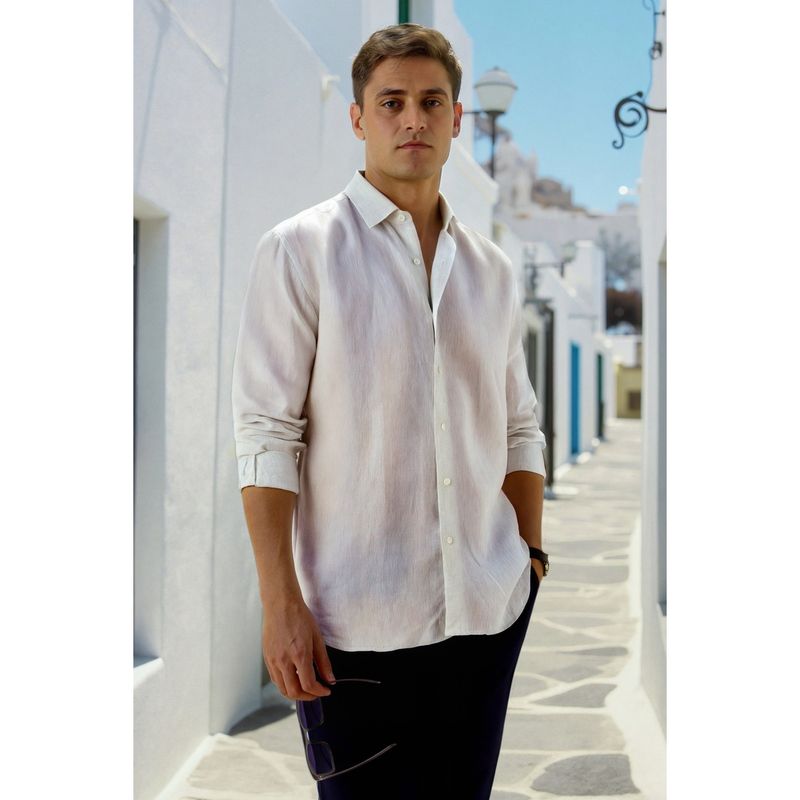 Louis Philippe Men Grey Regular Fit Textured Shirt (44)