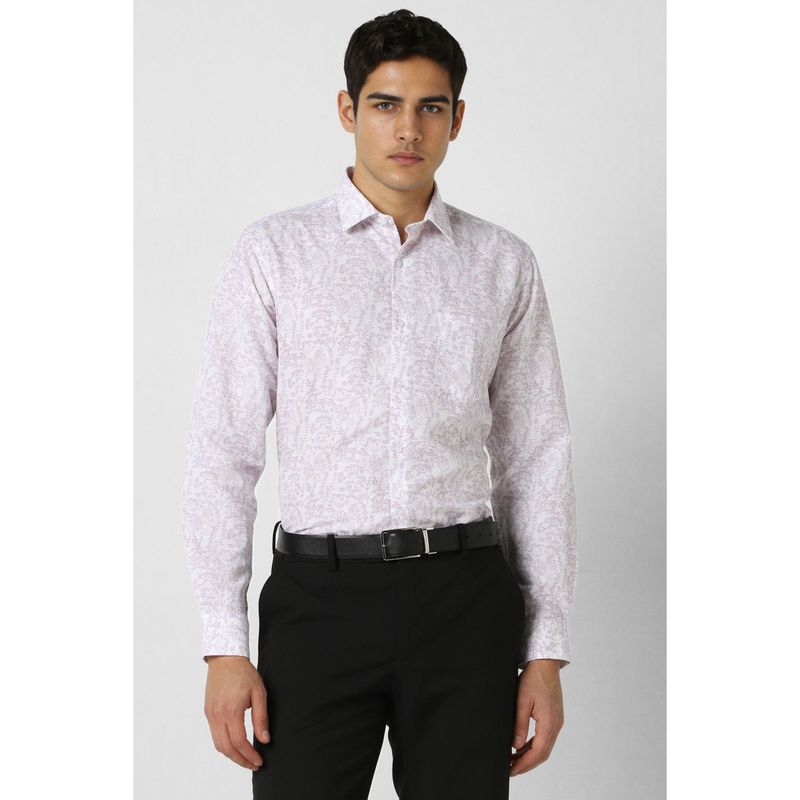 Van Heusen Men Purple and White Regular Fit Print Formal Shirt (39)