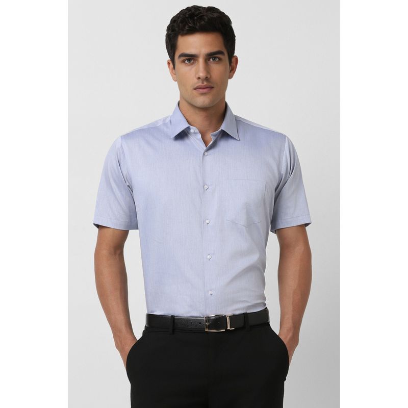 Van Heusen Men Light Blue Regular Fit Half Sleeves Shirt (39)