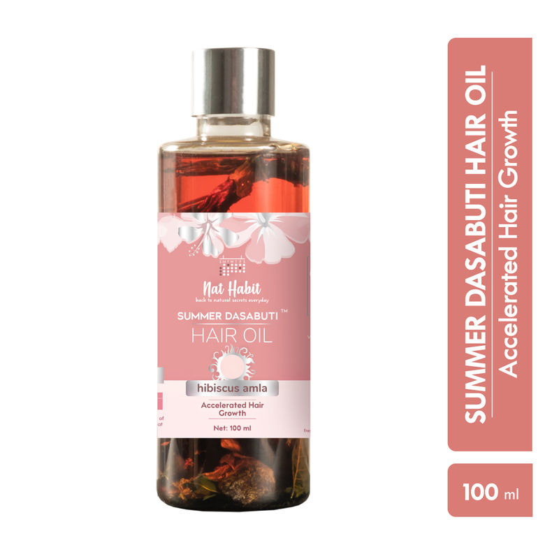 Nat Habit Hibiscus Amla Hair Growth & Thickening Summer Ayurvedic Oil with Rosemary Coconut Castor