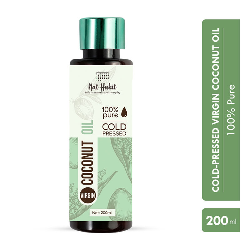 Nat Habit Extra Virgin Cold Pressed Coconut Oil For Dry, Frizzy Hair, Rough Skin & Wrinkle Reduction