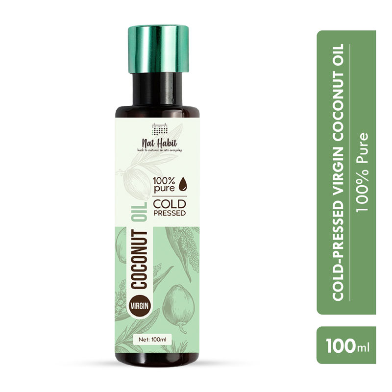 Nat Habit Extra Virgin Cold Pressed Coconut Oil For Dry, Frizzy Hair, Rough Skin & Wrinkle Reduction