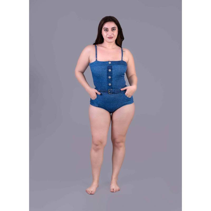 Keepfit Blue Solid Swimsuit For Women (XS)