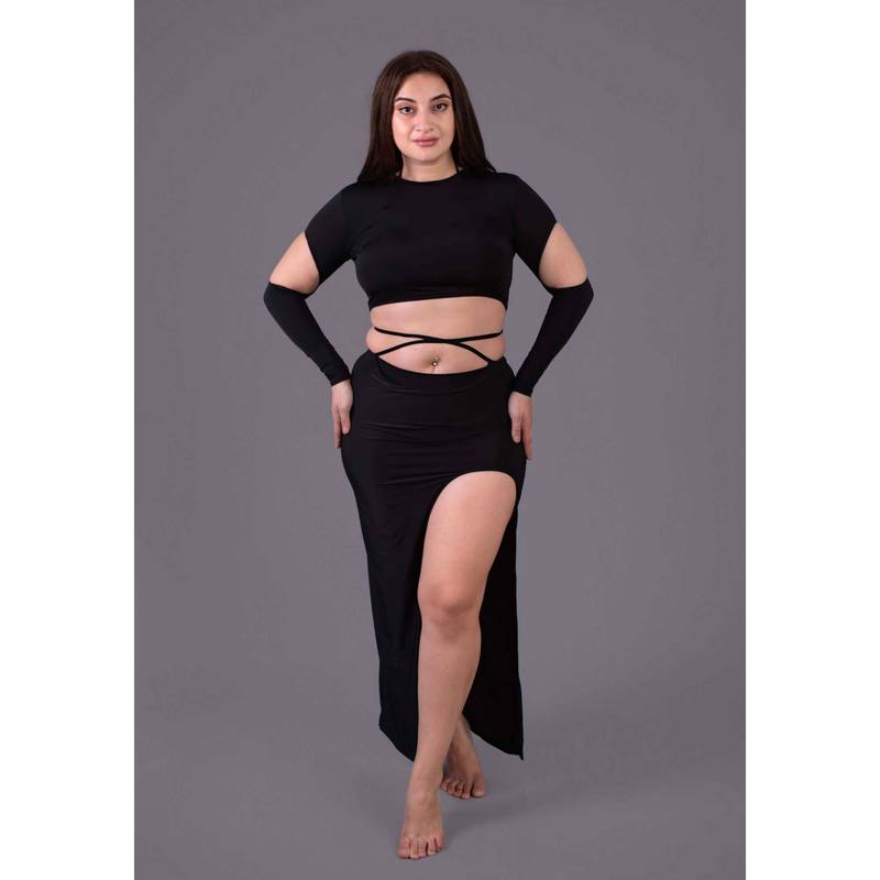 Keepfit Black Solid 4 Piece Swimset For Women (XS)