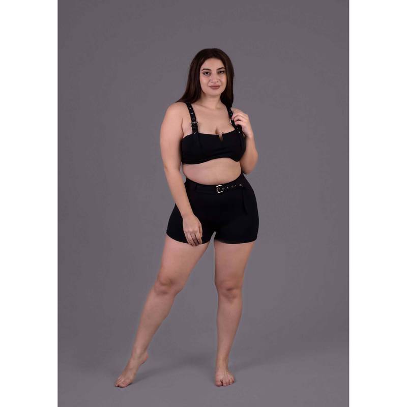 Keepfit Black Padded Top And Short Swim Set For Women (4XL)