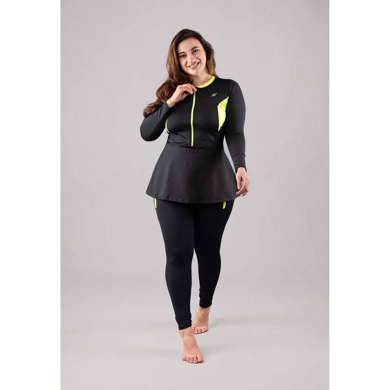 Keepfit Black Full Sleeves Plus Size Swim Set For Women (4XL)