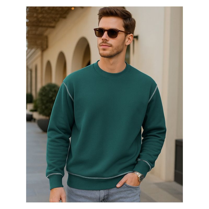 Bewakoof Heavy Duty 1.0 Men's Green Oversized Sweatshirt (M)