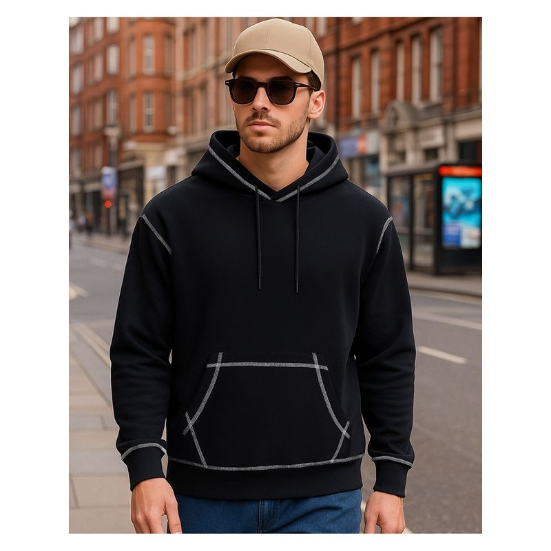 Bewakoof Heavy Duty 1.0 Men's Black Oversized Hoodies (L)