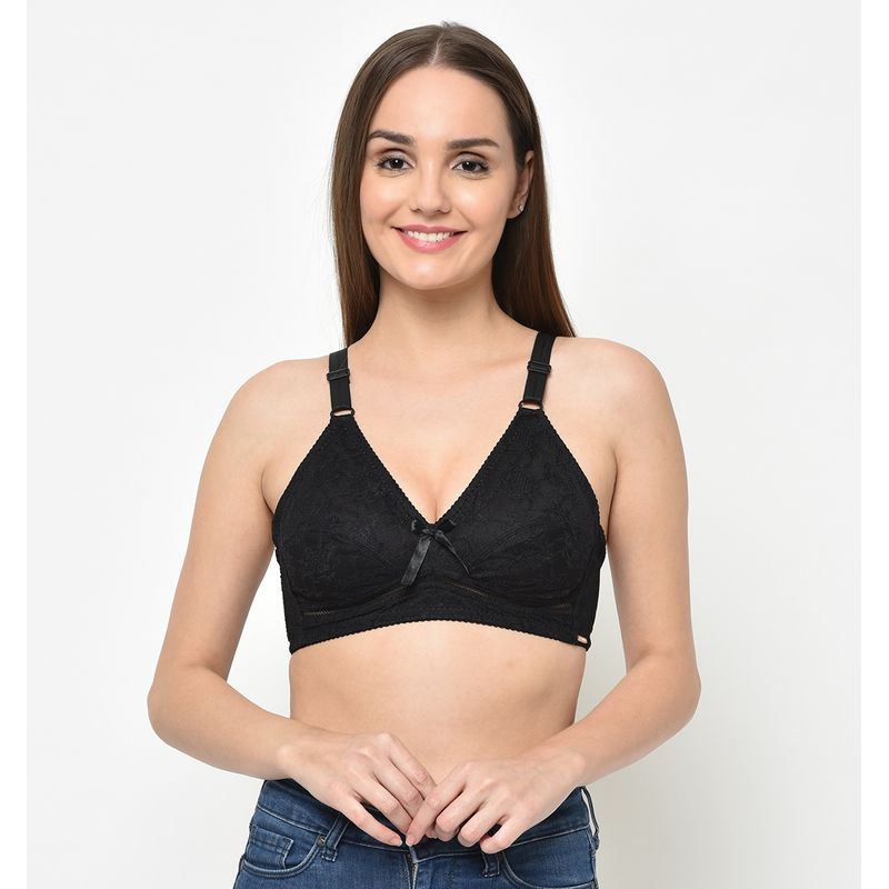 Da Intimo Non Padded Lacy Bra - Black (40C)