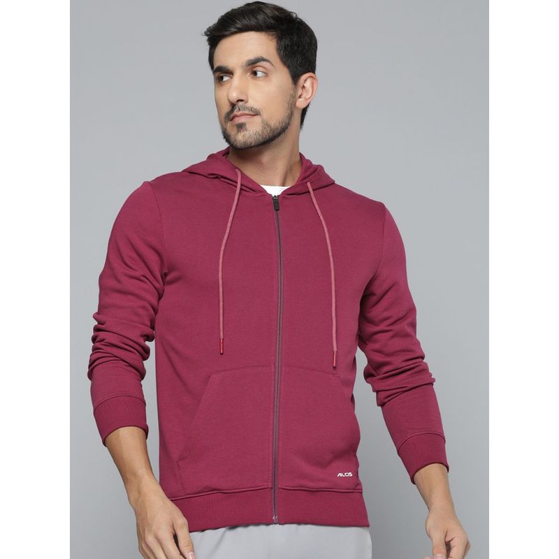 Alcis Men Maroon Hooded Jacket (L)