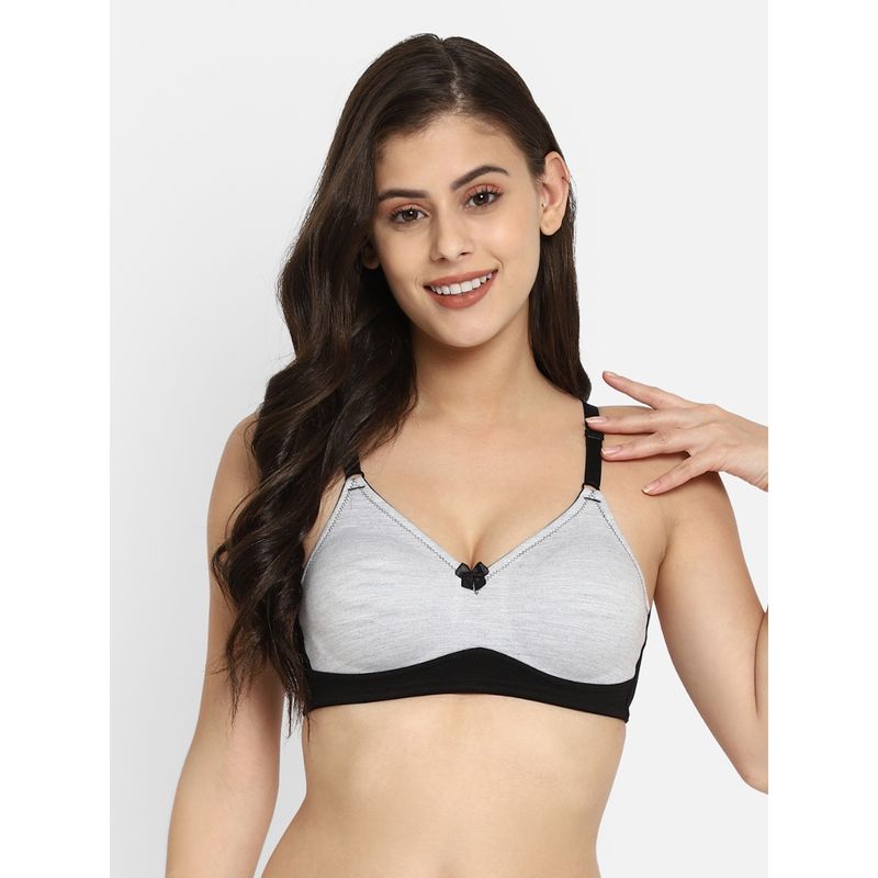 Clovia Cotton Solid Non-Padded Full Cup Wire Free T-Shirt Bra - Grey (32B)