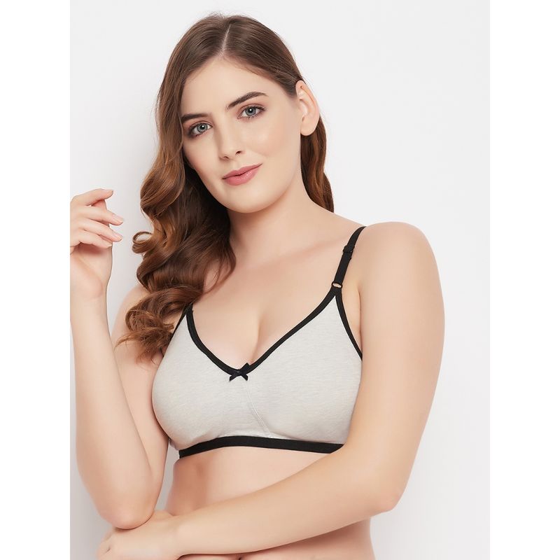 Clovia Cotton Solid Non-Padded Full Cup Wire Free T-Shirt Bra - Grey (32E)