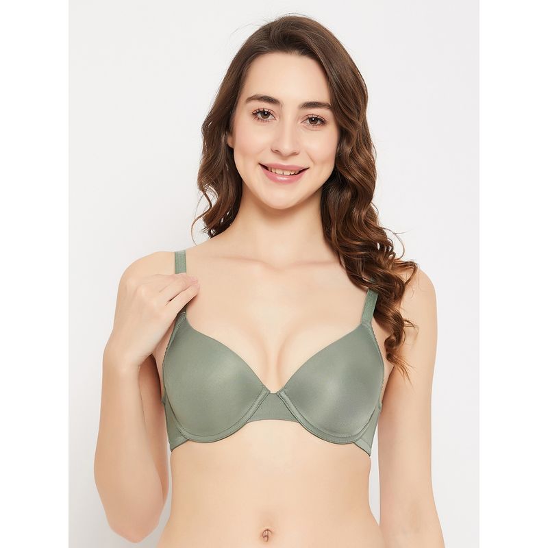 Clovia Polyamide Solid Lightly Padded Demi Cup Underwired Push-Up Bra - Green (36D)