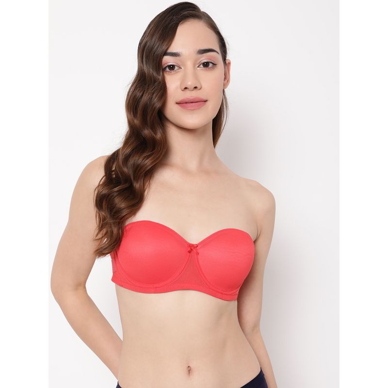 Clovia Lace Solid Lightly Padded Full Cup Underwired Balconette Bra - Red (40C)