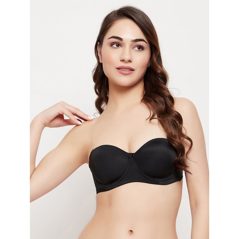 Clovia Polyamide Solid Lightly Padded Demi Cup Underwired Balconette Bra - Black (34D)