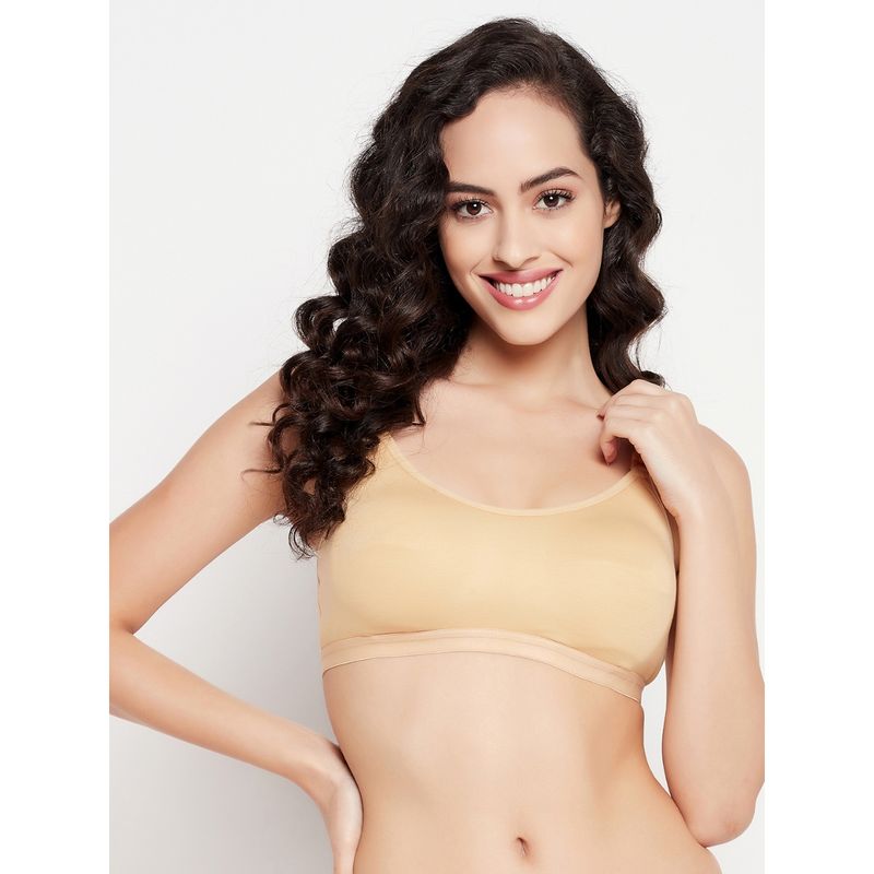 Clovia Cotton Solid Lightly Padded Full Cup Wire Free Maternity Bra - Nude (32E)