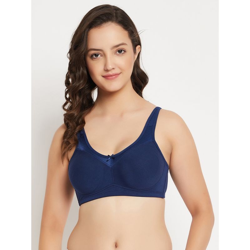 Clovia Cotton Solid Non-Padded Full Cup Wire Free Everyday Bra - Blue (32E)