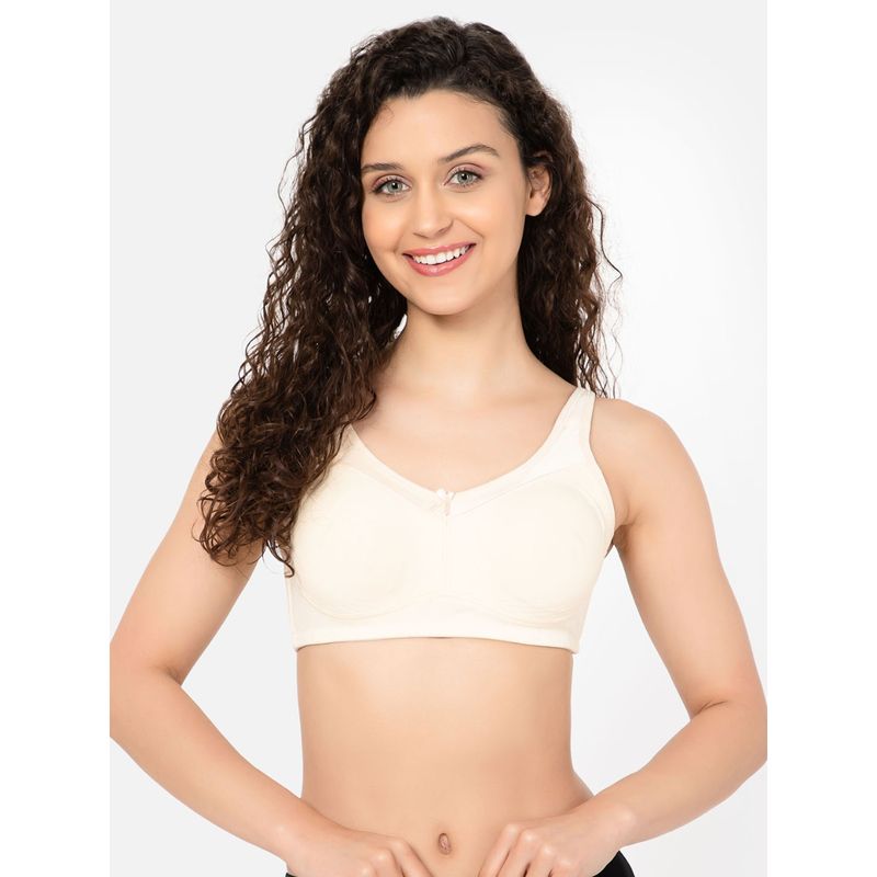 Clovia Cotton Solid Non-Padded Full Cup Wire Free Everyday Bra - Beige (32E)