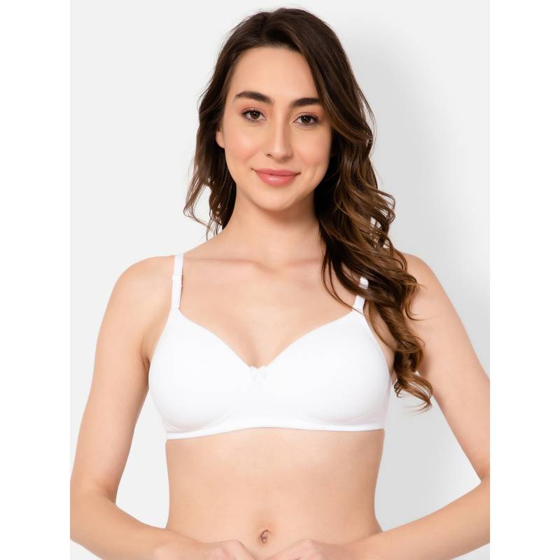 Clovia Cotton Solid Lightly Padded Full Cup Wire Free T-Shirt Bra - White (40B)