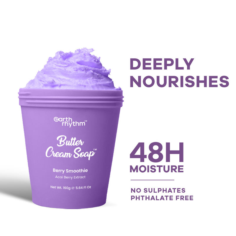 Earth Rhythm Butter Cream Shower Mousse Soap - Berry Smoothie, Cleanses & Nourishes Skin, Non-drying