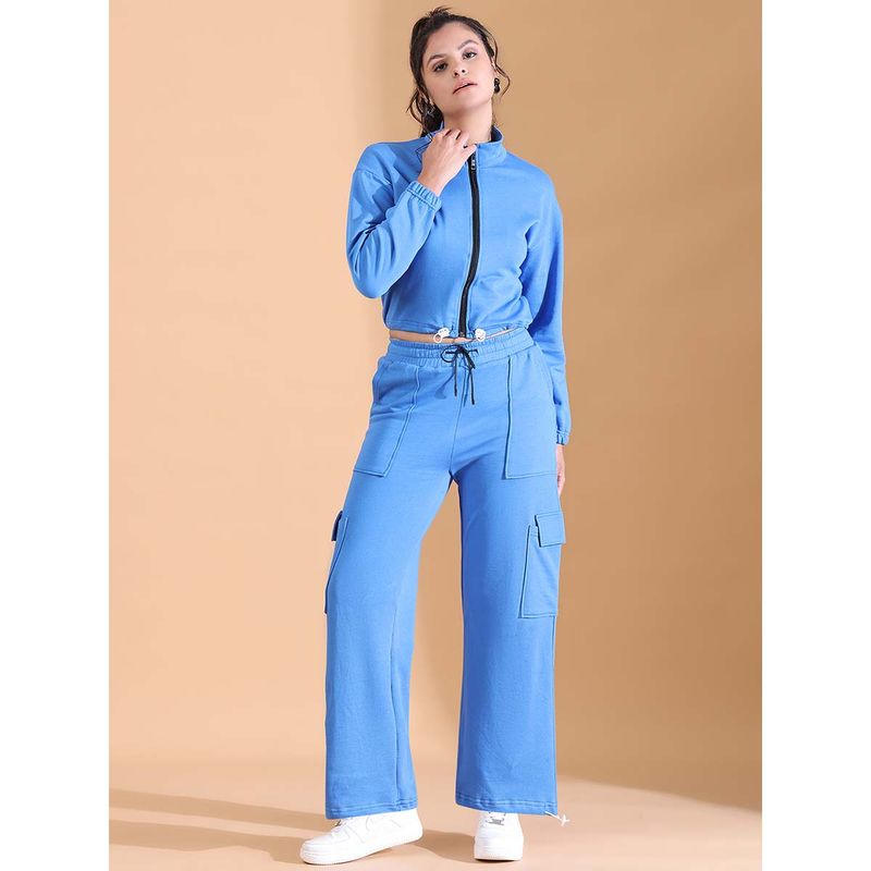 Aesthetic Bodies Blue Solid Sweatshirt and Trouser (Set of 2) (S)