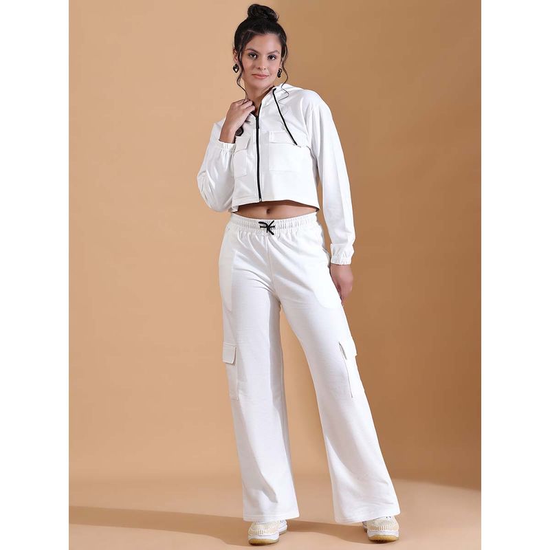 Aesthetic Bodies White Solid Sweatshirt and Trouser (Set of 2) (L)