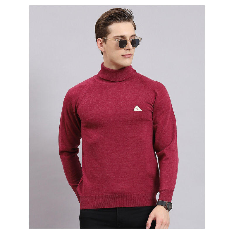 Monte Carlo Mens Solid Purple Turtle Neck Full Sleeve Pullover (3XL)