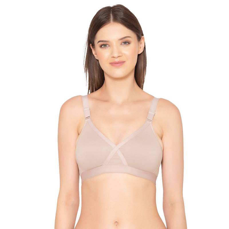 Groversons Paris Beauty Women's Cotton Non-Padded Wireless Super Lift Full Coverage Bra - Nude (34D)