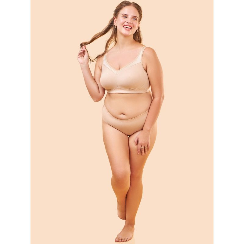 Enamor A112 Smooth Lift Classic Bra - Stretch Cotton Non-Padded Wirefree Full Coverage - Paleskin